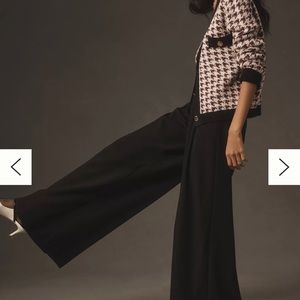 NWT Anthropology Maeve Avery with double pleated front wide leg Navy Pant size 6